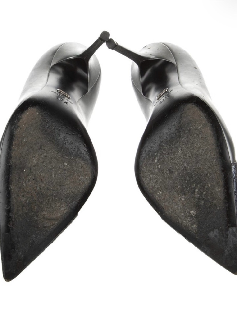 Dior Black Pointed Toe Mixed-Texture Pumps - Picture 3 of 5